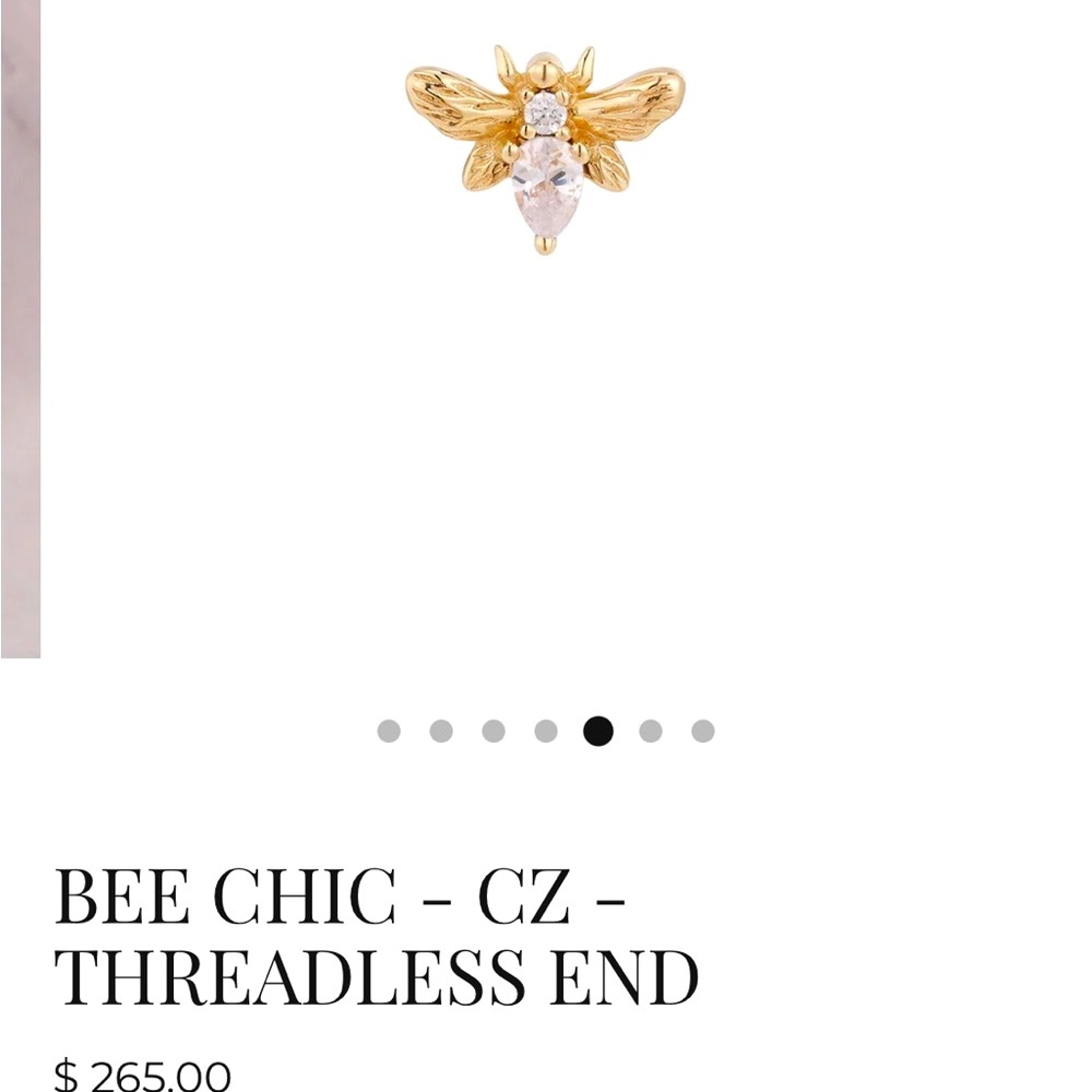 NWT BUDDHA JEWELRY 14k Yellow Gold Bee CZ Threadless End